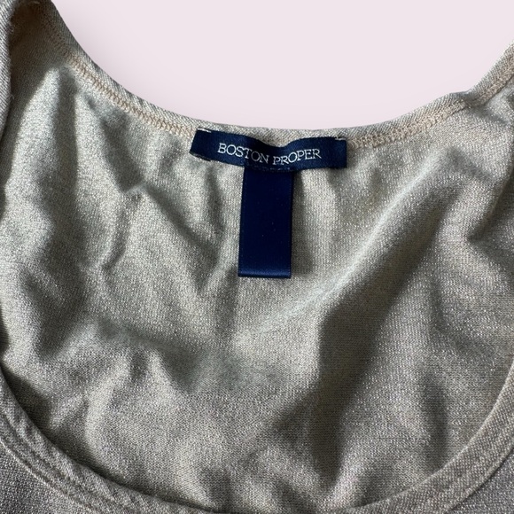 Women’s Boston Proper Gold Metallic Shimmery Crew Neck Tank Top - Picture 4 of 10